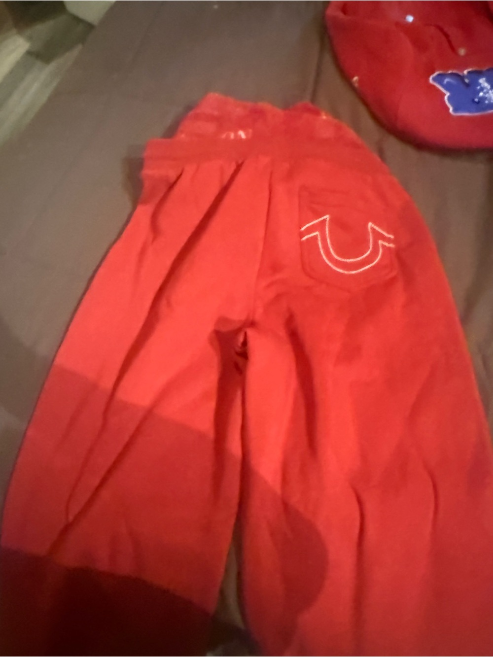 Red Wide-Leg Pants with Back Stitch Detail